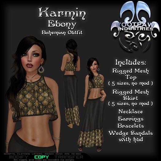 [FPI] Karmin Ebony - Lovely Bohemian Riggged SKirt Outfit with Jewelry & Shoes