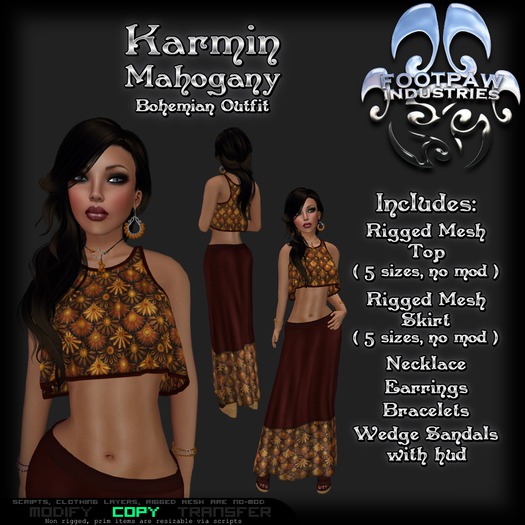 [FPI] Karmin Mahogany - Lovely Bohemian Riggged SKirt Outfit with Jewelry & Shoes