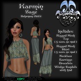 [FPI] Karmin Sage - Lovely Bohemian Riggged SKirt Outfit with Jewelry & Shoes