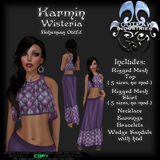 [FPI] Karmin Wisteria - Lovely Bohemian Riggged SKirt Outfit with Jewelry & Shoes