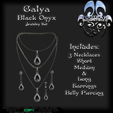 [FPI] Galya BlackOnyx - Lovely Gemstone Jewelry Set - 3 necklaces, Earrings & Belly Piering