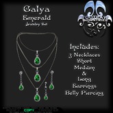 [FPI] Galya Emerald - Lovely Gemstone Jewelry Set - 3 necklaces, Earrings & Belly Piering