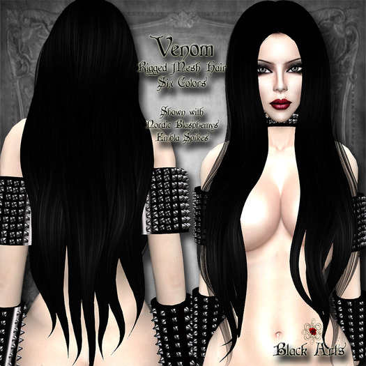 ~Black Arts~Venom Rigged Mesh Hair Reds