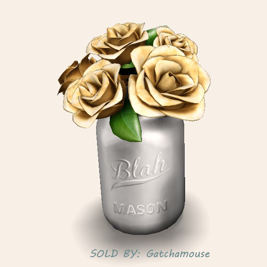 -tres blah- Workspace - Silver Mason Jar of Roses