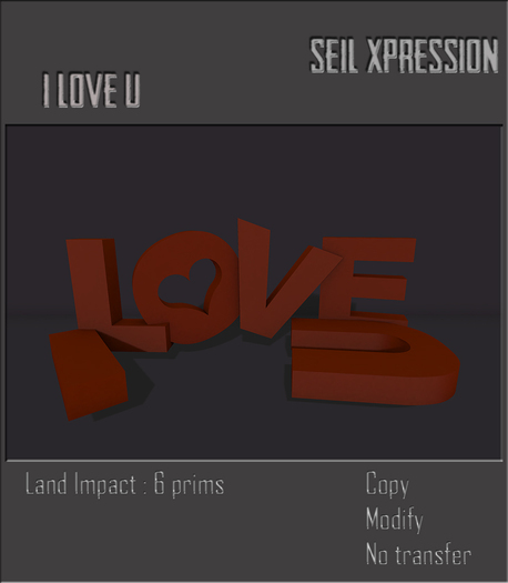 .:.Seil Xpression.:. I love u - Letters Decor