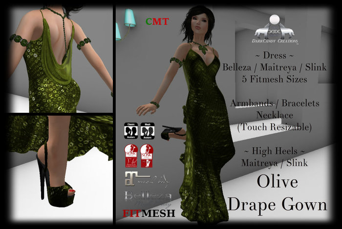 {DC}Olive Drape Gown