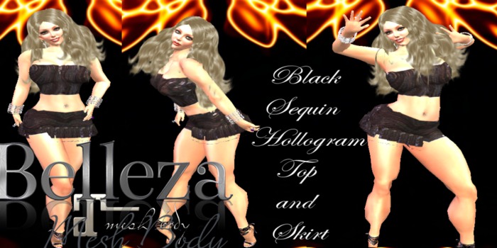 Black Sequin Top & Skirt by CMO Maitreya & Belleza Appliers inc