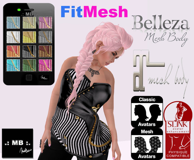 .: MB :. sexy Steampunk Corset  Fitmesh  w/ 12 colors HUD