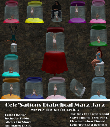 [CS] Diabolical Marz Jarz ~ Novelty Color Change Tip Jar for Petite Avatars animations & poses included
