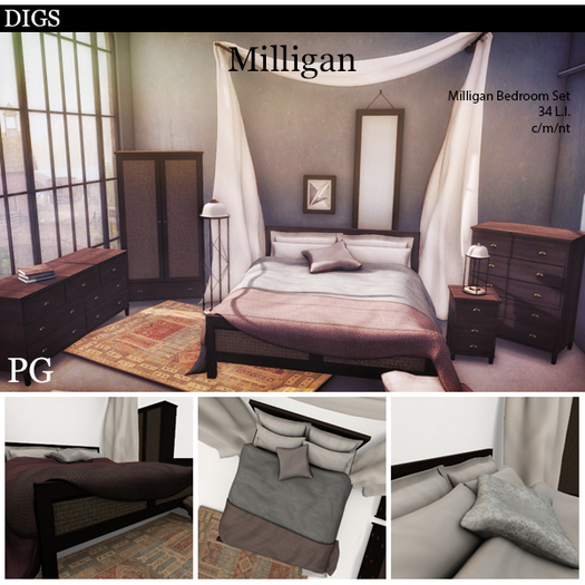 DIGS - Milligan Bedroom Set - PG [MESH] (Boxed)