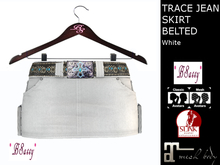 *BSASSY* TRACE JEAN SKIRT BELTED WHITE