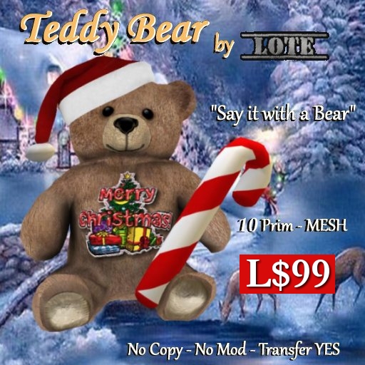 LOTE - Teddy Bear - Merry Christmas *MESH*