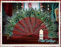 Lace Peacock Feather Wall Fan Simple Red