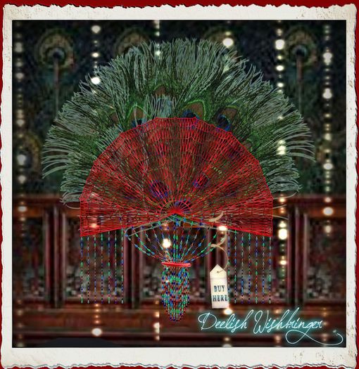 Peacock Feather Wall Fan Lace & Beads