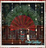 {DD} Peacock Feather Wall Fan Lace & Beads 5LI