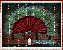 {DD} Peacock Feather Wall Fan Damask 2LI