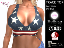 *BSASSY* TRACE TOP RED WHITE AND BLUE