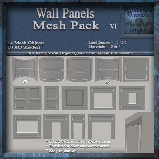 Wall Panels V1 Mesh Kit Full Perms