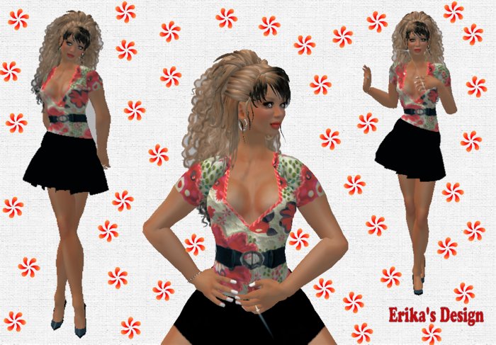 Flower shirt belt and skirt