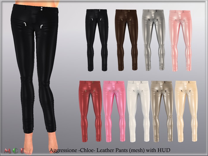 Aggressione Chloe Leather Pants pack mesh standard sizing, fitted, Slink, Slink Hourglass
