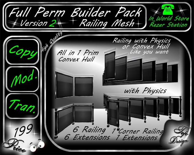 * New * Mesh Railing * Set with Physics  *