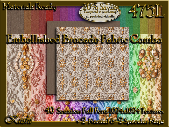 Embellished Brocade COMBO Fabric Seamless Textures