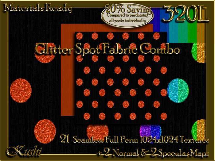 !Kushi! GlitterSpotCOMBO Textures -WEAR TO UNPACK