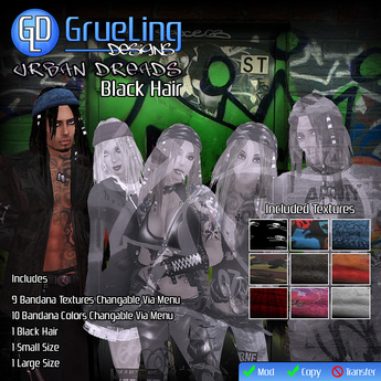 Second Life Marketplace - GrueLing Designs - Urban Dreads Black Hair
