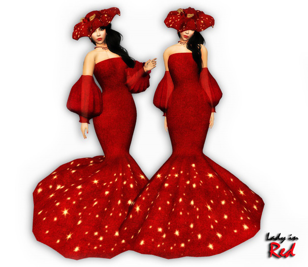 Lady in Red - RoseMarie (red) - Gown Dress with Sleeves