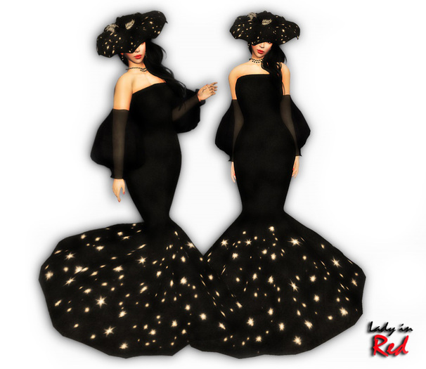 Lady in Red - RoseMarie (black) - Gown Dress with Sleeves