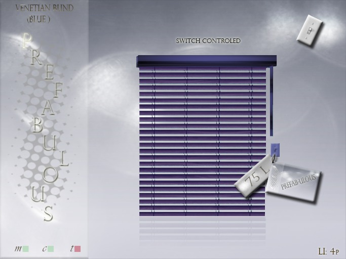 Second Life Marketplace PREFABULOUS Blinds (Blue) Remote Controlled