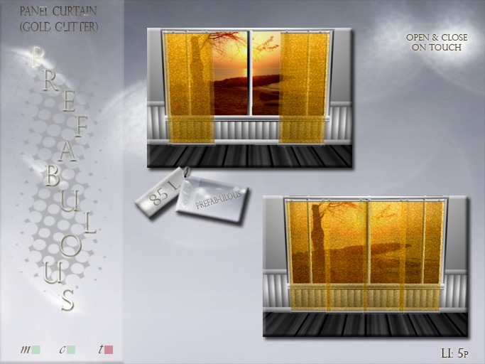 2016  ::~PREFABULOUS~:: Panel Curtain (Gold Glitter) (LI 5)