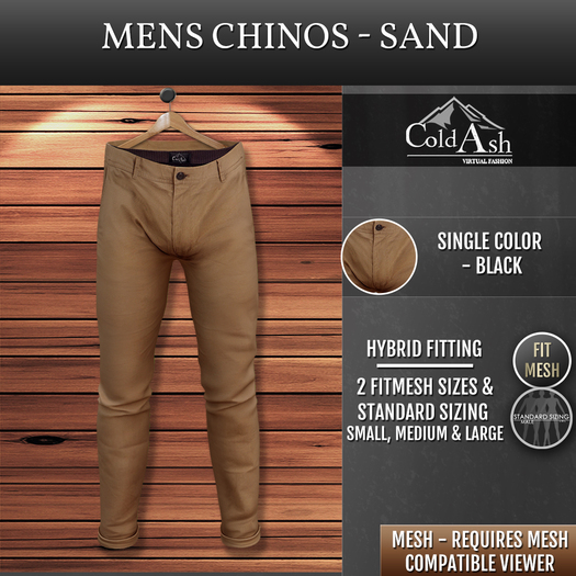 {COLD-ASH} MESH Mens CHINOS (Sand)