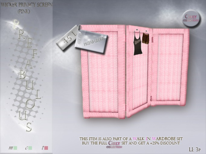 Second Life Marketplace - ::~PREFAB-ULOUS~:: Privacy Screen & Clothing ...