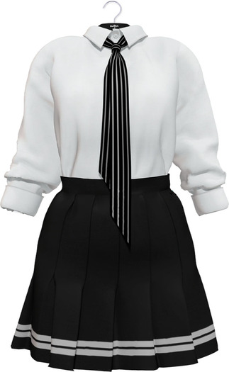 Second Life Marketplace - NYU - Tie Shirt w/ Pleated Skirt, Monotone