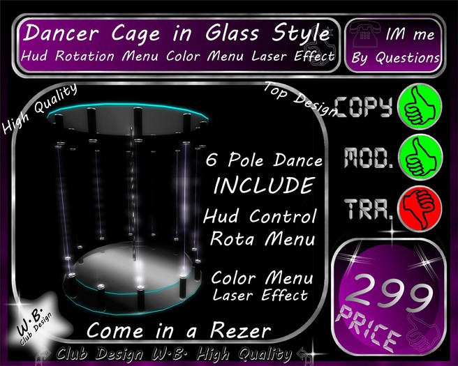 * New Dancer Cage * Glass Style & Hud Controll Color Rota Menu
