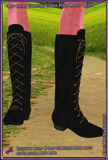 ~LP~ Lace Up Field Boots Unrigged [BOXED] Black