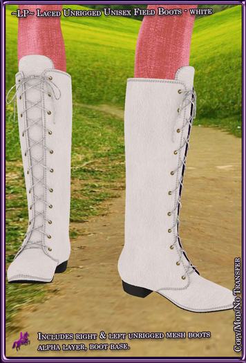 ~LP~ Lace Up Field Boots Unrigged [BOXED] White