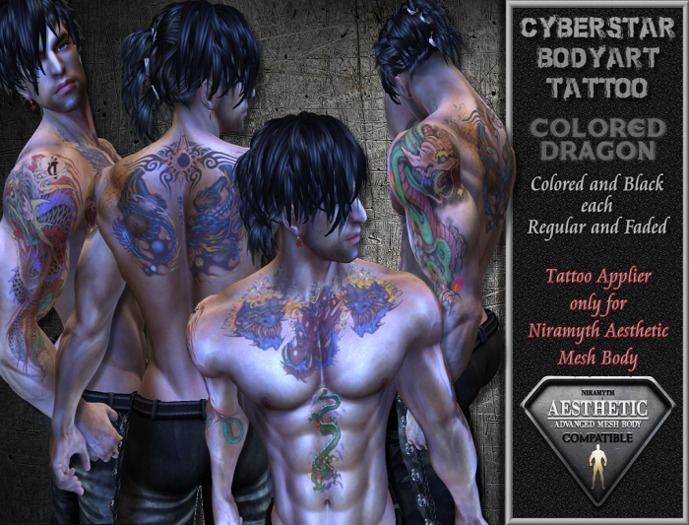 Second Life Marketplace CBAT Colored Dragon Tattoo 4 Niramyth 