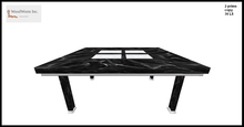 A two prim dining table made of black & white marble