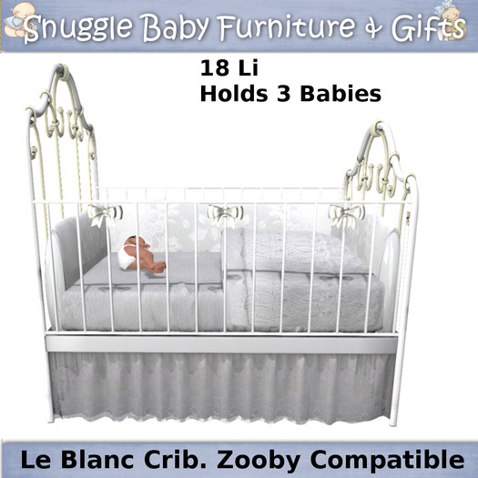 Le Blanc Nursery Crib for Zooby Babies Boxed