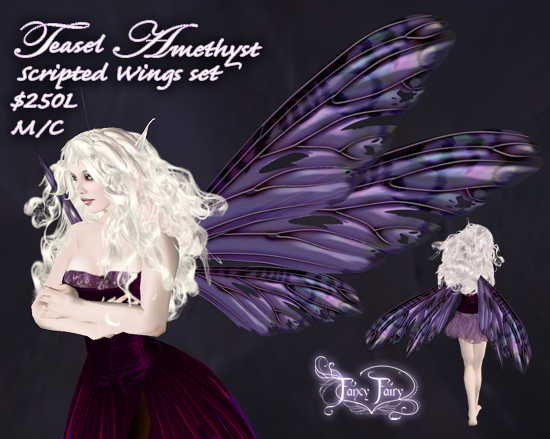 Teasel Amethyst Scripted Fairy wings by Fancy Fairy
