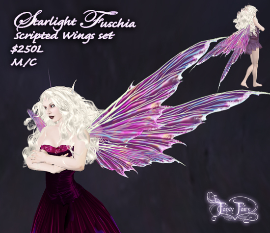 Starlight Fuschia Scripted fairy wings by Fancy Fairy
