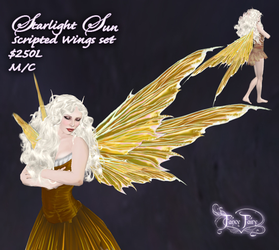 Starlight Sun Scripted Fairy Wings by Fancy Fairy