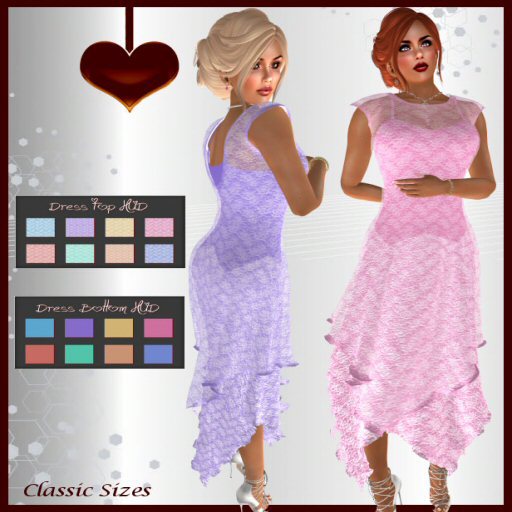 <3 A's Fashions <3 French Courtship Slip Dress FATPACK w/HUD