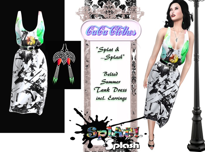 CuCu! Tank Dress "Splash 1" with Earrings! 