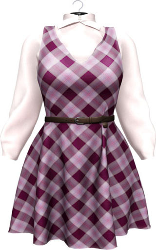 NYU - CrossCollarShirt & PinaforeDress, Reds