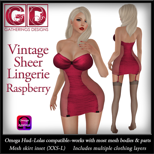 Gatherings  Vintage Lingerie- Raspberry (T/O) (wear me)