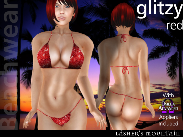 ostentoso rojo - Sexy micro bikini ceñido - atractiva pegajosa micro bikini de lentejuelas - con aplicadores de 