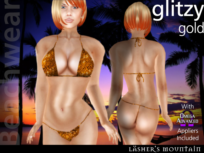ostentoso oro - Sexy micro bikini ceñido - atractiva pegajosa micro bikini de lentejuelas - con aplicadores de 